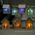 New Year Christmas DIY Toys Luminous Cabin Innovative Christmas Snow House with Light Colorful Wooden Cottage Decoration Toy